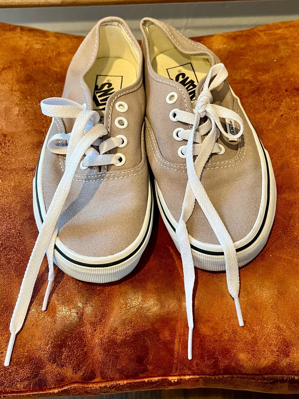 NWOT- Vans Low-Top Canvas Sneakers in Taupe with White Laces